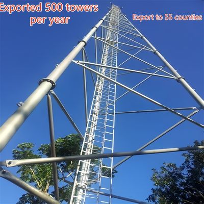 তিন টিউব টেলিকম টাওয়ার কার্বন ইস্পাত ৩৩ মিটার এলটিই সংকেত গ্রামীণ এলাকা বায়ু প্রতিরোধী