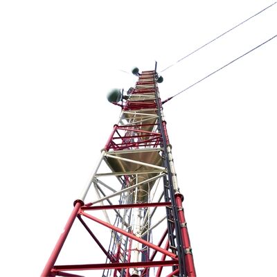 3 পায়ে গায়েড ওয়্যার টেকসই গ্যালভানাইজড স্টিল 30 40 50 65 মি 4 জি 5 জি ওয়াইফাই স্যাটেলাইট রেডিও টেলিযোগাযোগ টাওয়ার