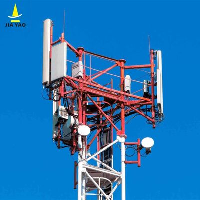 আউটডোর 5G 4G মাইক্রোওয়েভ অ্যাপ্লিকেশনের জন্য টেকসই 3 লেগড টিউবুলার স্টিল টাওয়ার গ্যালভানাইজড সেলফ সাপোর্টিং টেলিকম মাস্ট
