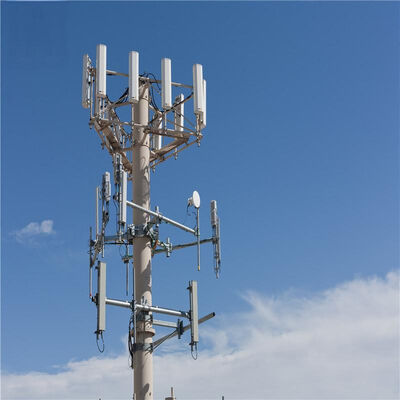 অফিস বিল্ডিং 5G স্থাপনার জন্য 20M Q355 ইস্পাত মনোপোল টাওয়ার ছাদের মাউন্ট