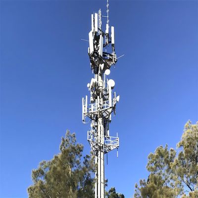 A36 Astm With Inner Climbing Ladder সেল মাস্ট বেস স্টেশন গ্যালভানাইজড স্ট্র্যাপিং অ্যান্টেনা জিএসএম মনোপল টাওয়ার