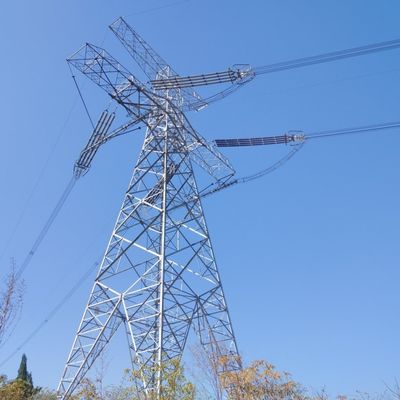 35 কেভি ডাবল সার্কিট পাইলন পাওয়ার বৈদ্যুতিক ট্রান্সমিশন টাওয়ার গ্যালভানাইজড স্টিল ধাতব একক টাওয়ার