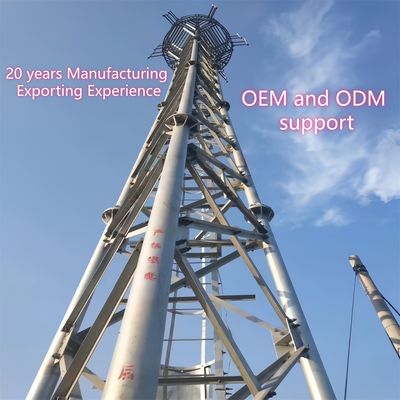 তিন টিউব টেলিকম টাওয়ার কার্বন ইস্পাত ৩৩ মিটার এলটিই সংকেত গ্রামীণ এলাকা বায়ু প্রতিরোধী