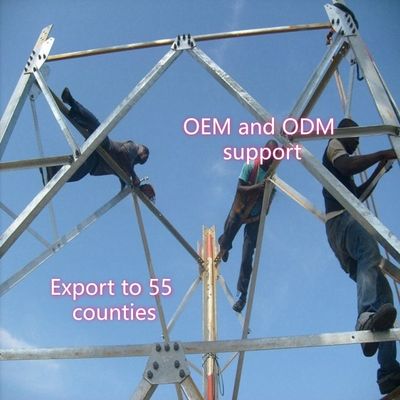 3 পায়ে কোণযুক্ত ইস্পাত টাওয়ার যোগাযোগ টাওয়ার Q355 ইস্পাত 28m মোবাইল নেটওয়ার্ক বায়ু প্রতিরোধী উপকূলীয় অঞ্চল