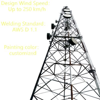 3 পা টিউবুলার সিমলেস স্টিল 20 30 40M গ্যালভানাইজড 5 জি জিএসএম সিডিএমএ আইএসপি টেলিকম টাওয়ার