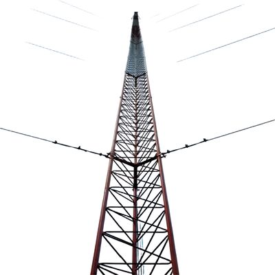 3 পায়ে গায়েড ওয়্যার টেকসই গ্যালভানাইজড স্টিল 30 40 50 65 মি 4 জি 5 জি ওয়াইফাই স্যাটেলাইট রেডিও টেলিযোগাযোগ টাওয়ার