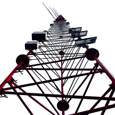 30 এম 55 এম 85 এম গায়েড ওয়্যার 3 লেগ গ্যালভানাইজড ল্যাটিস স্টিল 5 জি ওয়াইফাই আইএসপি ইন্টারনেট মাইক্রোওয়েভ টেলিযোগাযোগ সংকেত মাস্ট