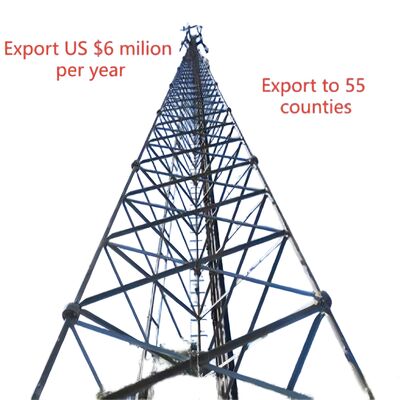 30 এম 55 এম 80 এম হট ডপ গ্যালভানাইজড 3 লেগ টিউবুলার স্টিল ফ্রি স্ট্যান্ডিং জিএসএম সিডিএমএ সেলুলার যোগাযোগ অ্যান্টেনা মাস্ট