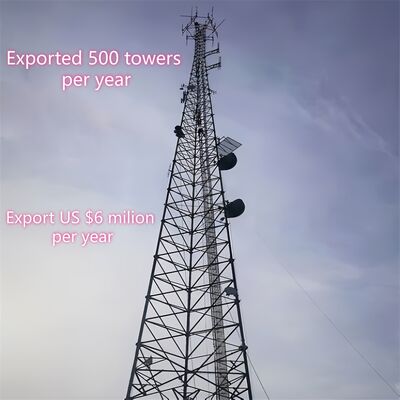 30 এম 55 এম 80 এম হট ডপ গ্যালভানাইজড 3 লেগ টিউবুলার স্টিল ফ্রি স্ট্যান্ডিং জিএসএম সিডিএমএ সেলুলার যোগাযোগ অ্যান্টেনা মাস্ট