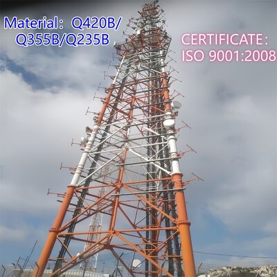 হালকা দায়িত্ব 45 মিটার 3 পা টিউবুলার সেলুলার মাইক্রোওয়েভ গ্যালভানাইজিং আইএসপি পাইলন অ্যান্টেনা 5 জি মেরু 3 পা ল্যাটিস স্টিল টাওয়ার