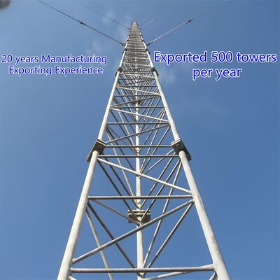 Guyed Wire Hot-dip galvanized Steel communication telecommunication Tower designed  resist wind loads  to 250km/h