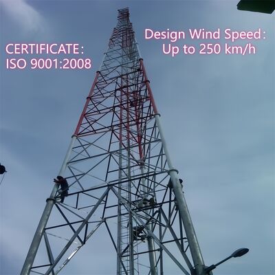 আউটডোর 5G 4G মাইক্রোওয়েভ অ্যাপ্লিকেশনের জন্য টেকসই 3 লেগড টিউবুলার স্টিল টাওয়ার গ্যালভানাইজড সেলফ সাপোর্টিং টেলিকম মাস্ট