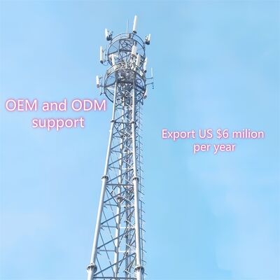 আউটডোর 5G 4G মাইক্রোওয়েভ অ্যাপ্লিকেশনের জন্য টেকসই 3 লেগড টিউবুলার স্টিল টাওয়ার গ্যালভানাইজড সেলফ সাপোর্টিং টেলিকম মাস্ট