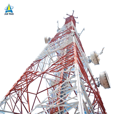 40M 80M Q355 ইস্পাত 4 লেগড টেলিকম টাওয়ার উপকূলীয় উচ্চ বায়ু অঞ্চলের জন্য গ্যালভানাইজড বায়ু প্রতিরোধী