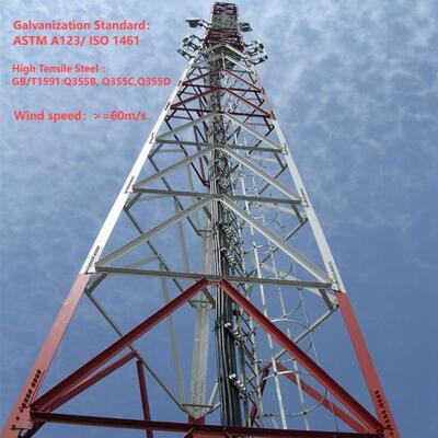 44M Q355 Steel Low Maintenance 3 Legged Angle Steel Tower For Residential Telecom