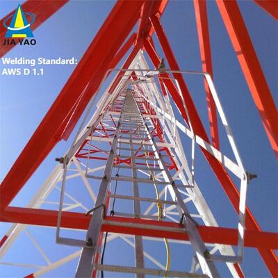 ইন্ডাস্ট্রিয়াল পার্ক 5G বেস স্টেশনের জন্য 46M লাইটনিং প্রোটেকশন 3 লেগড অ্যাঙ্গেল স্টিল টাওয়ার