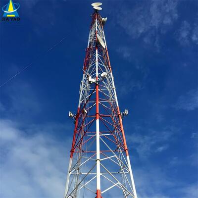 4G 5G বেস স্টেশনের জন্য উচ্চ-নির্ভুল 3 পায়ের নলাকার ইস্পাত জালি টাওয়ার 20m 30m 45m 60m Hot DIP Galvanized Wind Resistant Telecom Mast