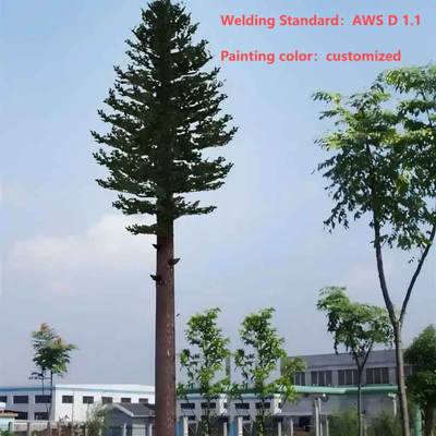 ল্যান্ডস্কেপ এরিয়া 5G নেটওয়ার্ক সাইট Q345B গ্যালভানাইজডের জন্য ক্যামোফ্লাজড লিফেজ এবং লুকানো অ্যান্টেনা সিস্টেম সহ মজবুত বায়োনিক পাইন ট্রি টাওয়ার