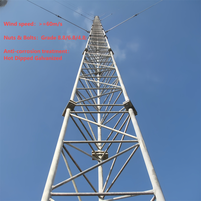 Galvanized Guyed Wire Tower Lattice Communication Mast Steel Structure Radio Tower for FM TV Signal Broadcasting with Anti-corrosion Surface Treatment