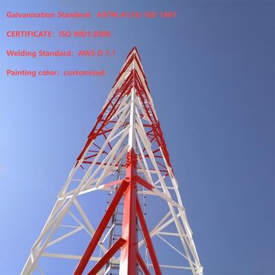 20m-60m 3 Legged Angular Steel Communication Tower Hot Dip Galvanized Q355B Lattice Pylon for 5G BTS Station Infrastructure